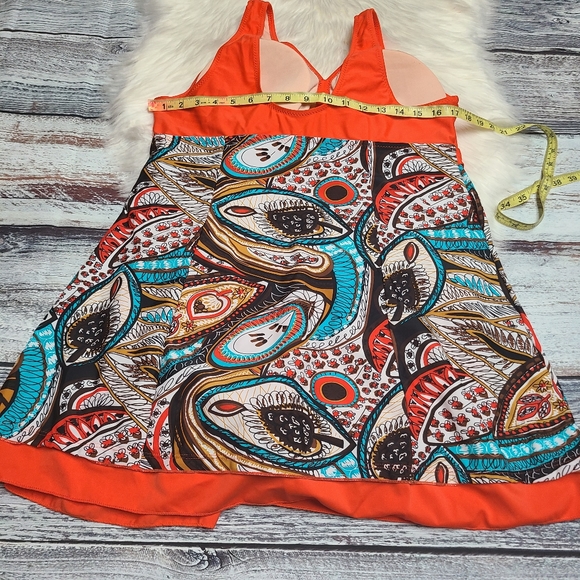 Swimsuit one piece with dress orange plus sz - Picture 3 of 9